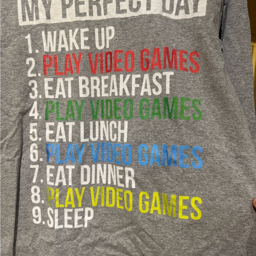 Gildan Gray Long Sleeve Tee with Colorful Text
